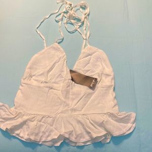 White Large woven tie strap cami